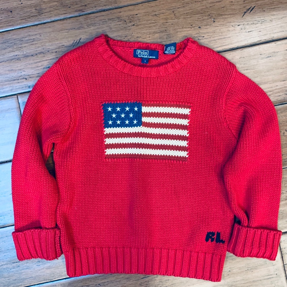 Ralph Lauren Sweater Boys 7 American Flag Shirt